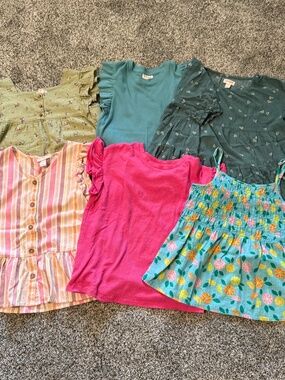 Lot of 6 Cat & Jack short sleeve shirts blouses tops girls clothes size 10 12